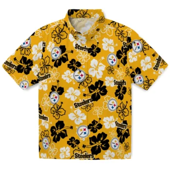 Pittsburgh Steelers Hawaiian Shirt - Tropical Floral Pattern