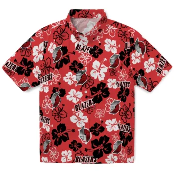 Portland Trail Blazers Hawaiian Shirt - Tropical Floral Pattern