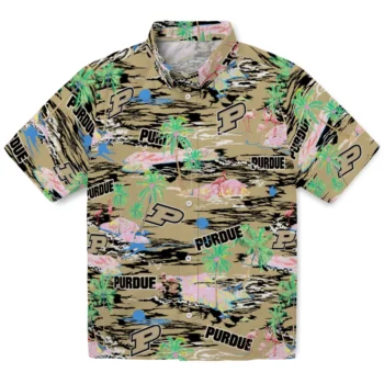 Purdue Boilermakers Hawaiian Shirt - Tropical Palms