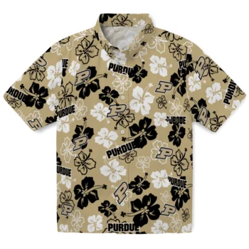 Purdue Boilermakers Hawaiian Shirt - Tropical Floral Pattern
