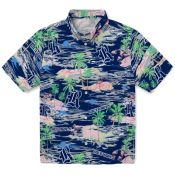 Rice Owls Hawaiian Shirt - Tropical Palms