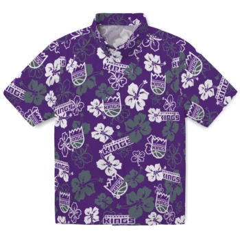 Sacramento Kings Hawaiian Shirt - Tropical Floral Pattern