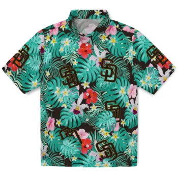 San Diego Padres Hawaiian Shirt Personalized Hibiscus Blossoms Brown Best Selling