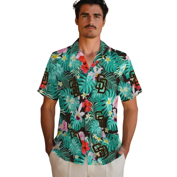 San Diego Padres Hawaiian Shirt Personalized Hibiscus Blossoms Brown Fashion Forward