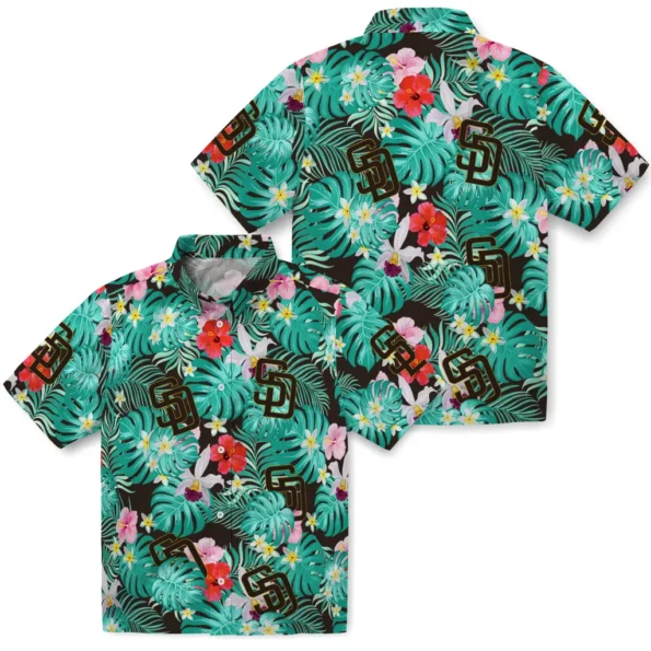 San Diego Padres Hawaiian Shirt Personalized Hibiscus Blossoms Brown High Quality