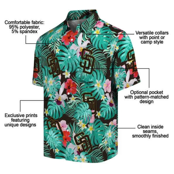 San Diego Padres Hawaiian Shirt Personalized Hibiscus Blossoms Brown New Arrival