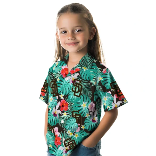 San Diego Padres Hawaiian Shirt Personalized Hibiscus Blossoms Brown Premium Grade