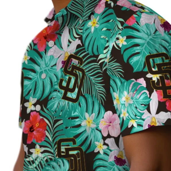 San Diego Padres Hawaiian Shirt Personalized Hibiscus Blossoms Brown Trendy