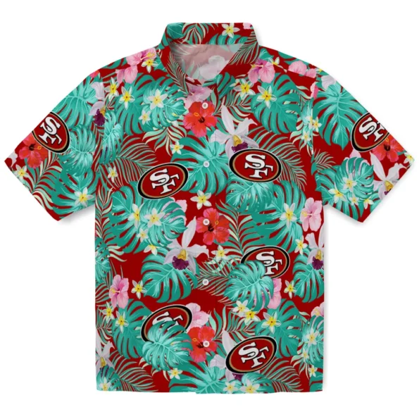 San Francisco 49ers Hawaiian Shirt Personalized Hibiscus Blossoms Red Best Selling San Francisco 49ers Hawaiian Shirt Personalized Hibiscus Blossoms Red Best Selling