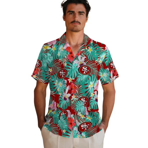 San Francisco 49ers Hawaiian Shirt Personalized Hibiscus Blossoms Red Fashion Forward San Francisco 49ers Hawaiian Shirt Personalized Hibiscus Blossoms Red Fashion Forward