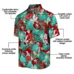 San Francisco 49ers Hawaiian Shirt Personalized Hibiscus Blossoms Red Best Selling