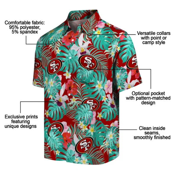 San Francisco 49ers Hawaiian Shirt Personalized Hibiscus Blossoms Red New Arrival San Francisco 49ers Hawaiian Shirt Personalized Hibiscus Blossoms Red New Arrival