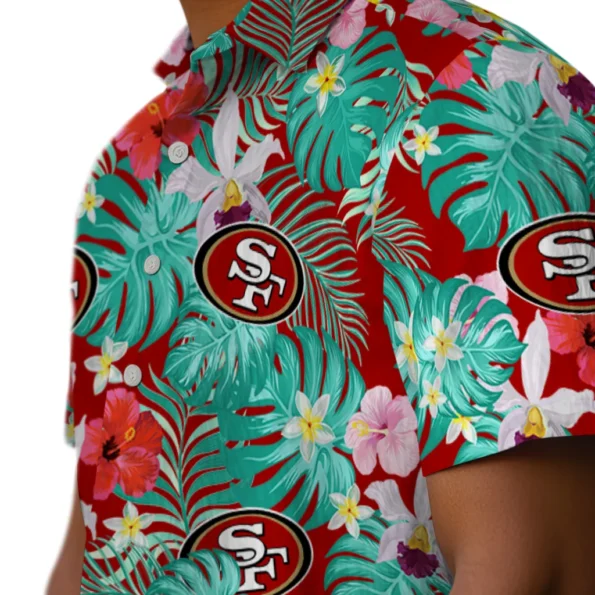 San Francisco 49ers Hawaiian Shirt Personalized Hibiscus Blossoms Red Trendy San Francisco 49ers Hawaiian Shirt Personalized Hibiscus Blossoms Red Trendy