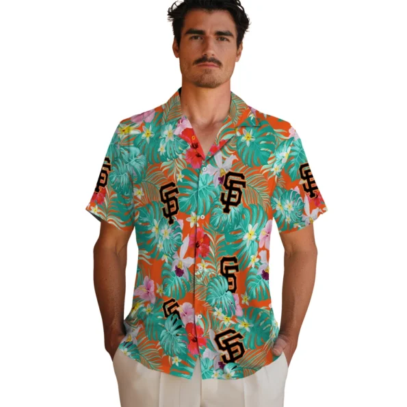 San Francisco Giants Hawaiian Shirt Custom Hibiscus Blossoms Orange Fashion Forward