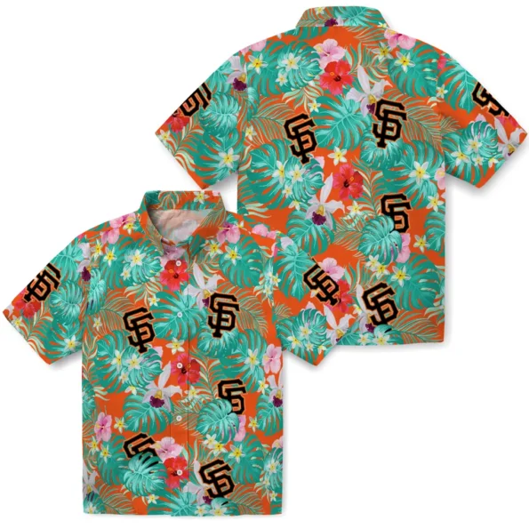 San Francisco Giants Hawaiian Shirt Custom Hibiscus Blossoms Orange High Quality