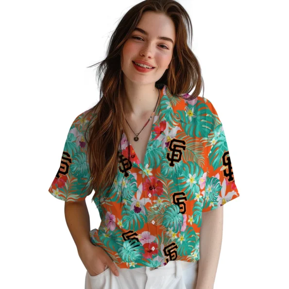 San Francisco Giants Hawaiian Shirt Custom Hibiscus Blossoms Orange Latest Model