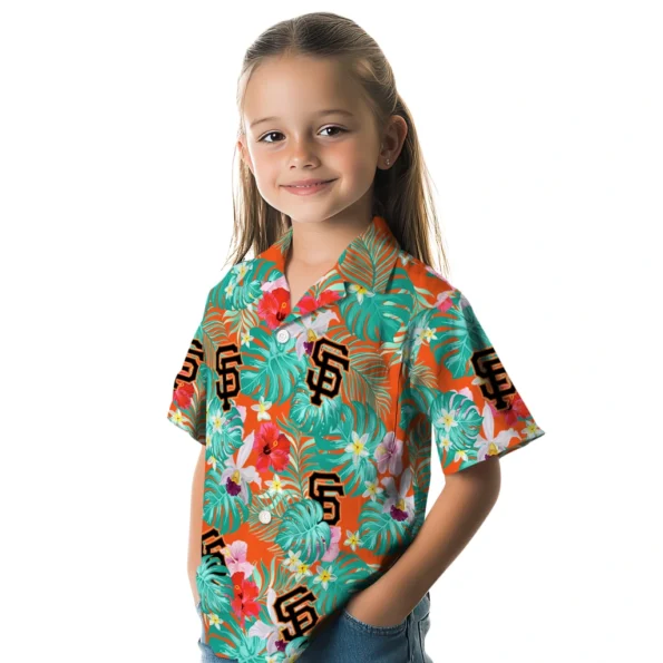 San Francisco Giants Hawaiian Shirt Custom Hibiscus Blossoms Orange Premium Grade