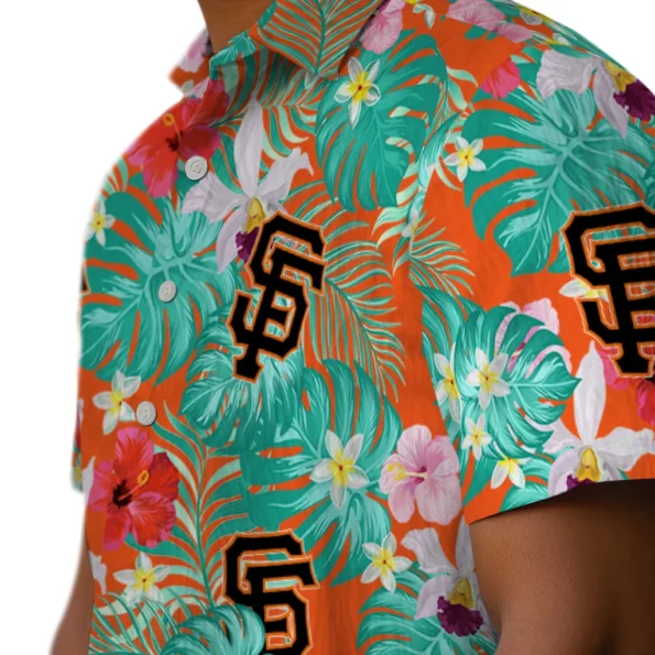 San Francisco Giants Hawaiian Shirt Custom Hibiscus Blossoms Orange Trendy