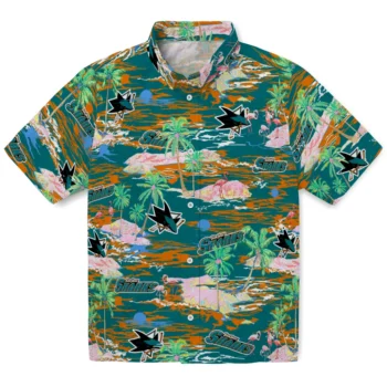San Jose Sharks Hawaiian Shirt - Tropical Palms