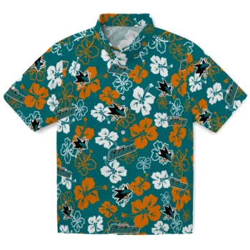 San Jose Sharks Hawaiian Shirt - Tropical Floral Pattern