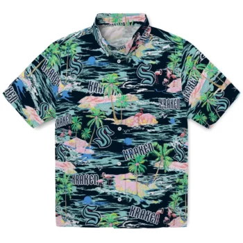 Seattle Kraken Hawaiian Shirt - Tropical Palms