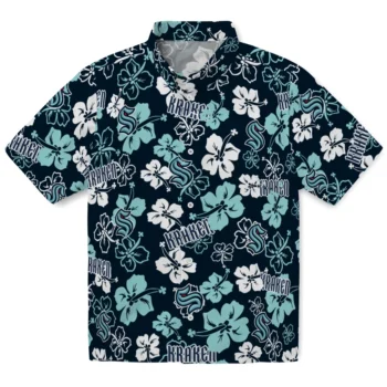 Seattle Kraken Hawaiian Shirt - Tropical Floral Pattern