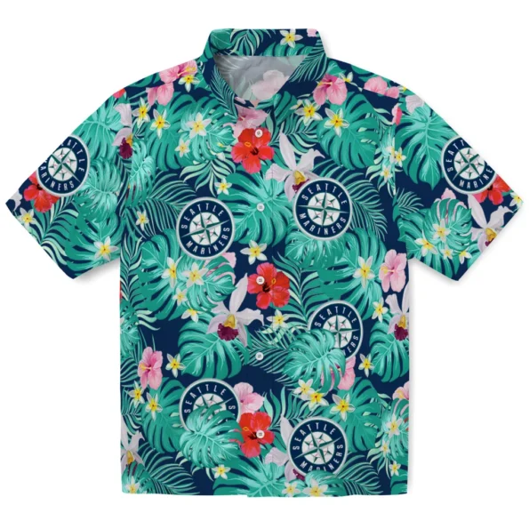 Seattle Mariners Hawaiian Shirt Customized Hibiscus Blossoms Navy Blue Best Selling Seattle Mariners Hawaiian Shirt Customized Hibiscus Blossoms Navy Blue Best Selling
