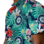 Seattle Mariners Hawaiian Shirt Customized Hibiscus Blossoms Navy Blue Best Selling