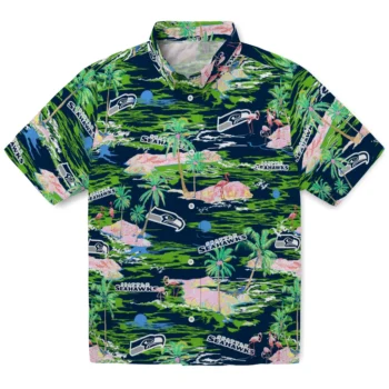 Seattle Seahawks Hawaiian Shirt - Tropical Palms