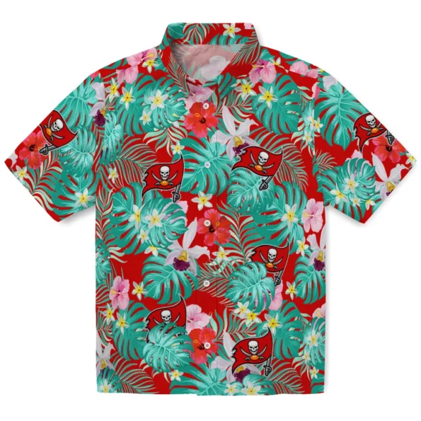 Tampa Bay Buccaneers Hawaiian Shirt Customized Hibiscus Blossoms Red Best Selling Tampa Bay Buccaneers Hawaiian Shirt Customized Hibiscus Blossoms Red Best Selling