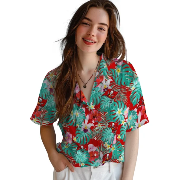 Tampa Bay Buccaneers Hawaiian Shirt Customized Hibiscus Blossoms Red Latest Model Tampa Bay Buccaneers Hawaiian Shirt Customized Hibiscus Blossoms Red Latest Model