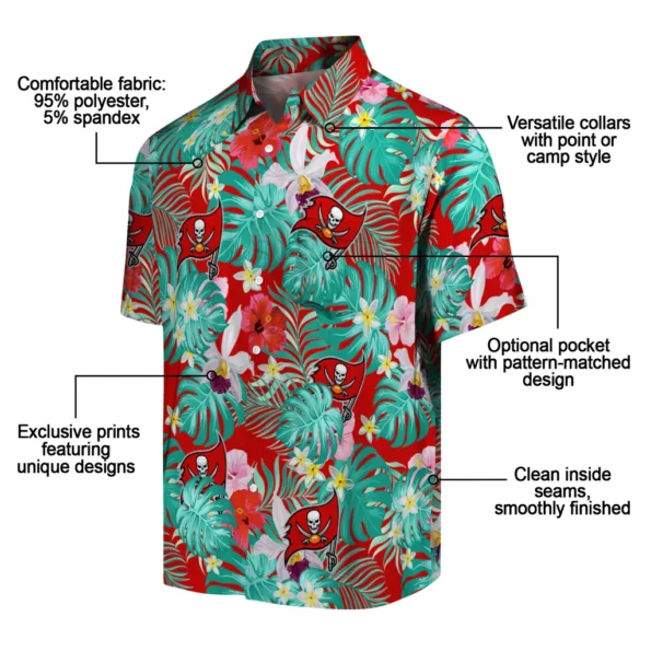 Tampa Bay Buccaneers Hawaiian Shirt Customized Hibiscus Blossoms Red New Arrival Tampa Bay Buccaneers Hawaiian Shirt Customized Hibiscus Blossoms Red New Arrival