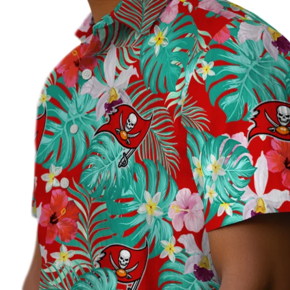 Tampa Bay Buccaneers Hawaiian Shirt Customized Hibiscus Blossoms Red Trendy Tampa Bay Buccaneers Hawaiian Shirt Customized Hibiscus Blossoms Red Trendy