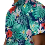 Tampa Bay Rays Hawaiian Shirt Custom Hibiscus Blossoms Navy Best Selling