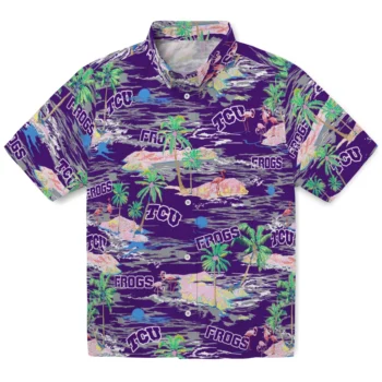TCU Horned Frogs Hawaiian Shirt - Tropical Palms