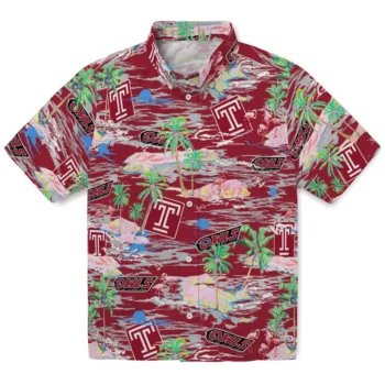 Temple Owls Hawaiian Shirt - Tropical Palms