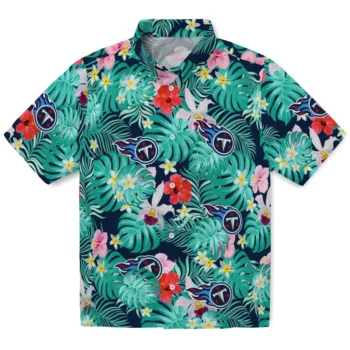 Tennessee Titans Hawaiian Shirt Personalized Hibiscus Blossoms Navy Best Selling