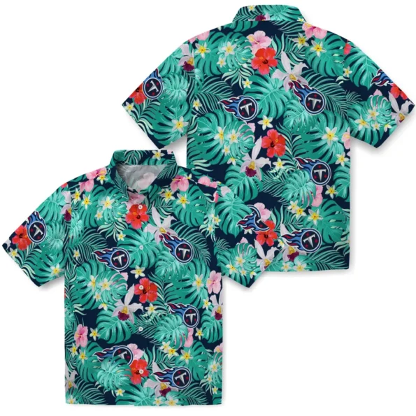 Tennessee Titans Hawaiian Shirt Personalized Hibiscus Blossoms Navy High Quality