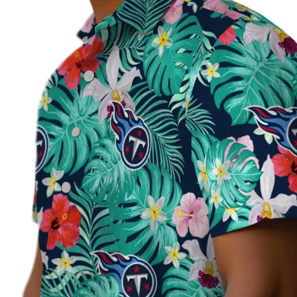 Tennessee Titans Hawaiian Shirt Personalized Hibiscus Blossoms Navy Trendy