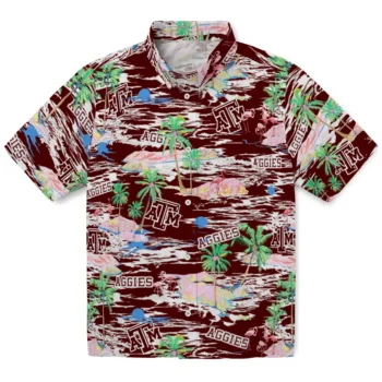 Texas A&M Aggies Hawaiian Shirt - Tropical Palms