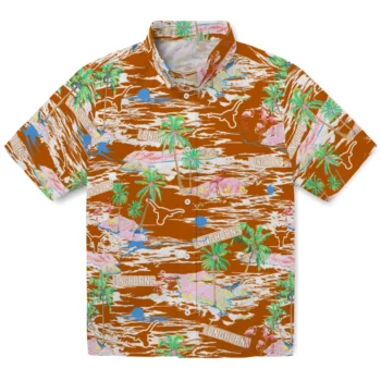 Texas Longhorns Hawaiian Shirt - Tropical Palms