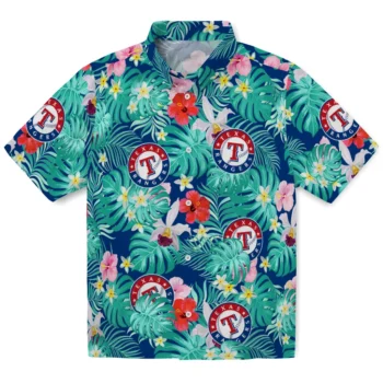 Texas Rangers Hawaiian Shirt Customized Hibiscus Blossoms Blue Best Selling