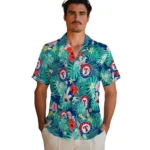 Texas Rangers Hawaiian Shirt Customized Hibiscus Blossoms Blue Best Selling