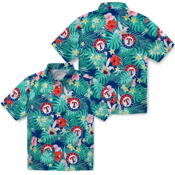 Texas Rangers Hawaiian Shirt Customized Hibiscus Blossoms Blue High Quality Texas Rangers Hawaiian Shirt Customized Hibiscus Blossoms Blue High Quality