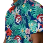 Texas Rangers Hawaiian Shirt Customized Hibiscus Blossoms Blue Best Selling