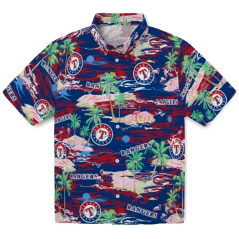 Texas Rangers Hawaiian Shirt - Tropical Palms
