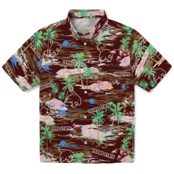 Texas State Bobcats Hawaiian Shirt - Tropical Palms
