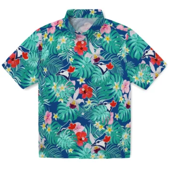 Toronto Blue Jays Hawaiian Shirt Personalized Hibiscus Blossoms Blue Best Selling