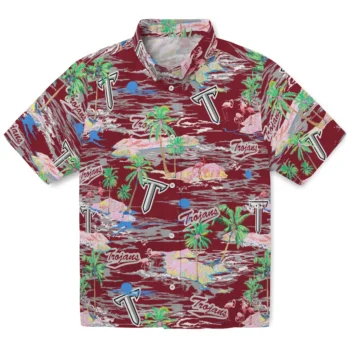 Troy Trojans Hawaiian Shirt - Tropical Palms