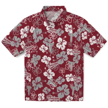 Troy Trojans Hawaiian Shirt - Tropical Floral Pattern